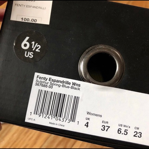 Puma X Fenty Women ESPADRILLE RIHANNA SLIPPERS SLIDES YEL/BLU/BL Women’s 6.5 - Picture 8 of 8